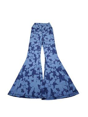Offline Aerie Real Me Floral High Rise Crossover Super Flare Legging Medium Blue